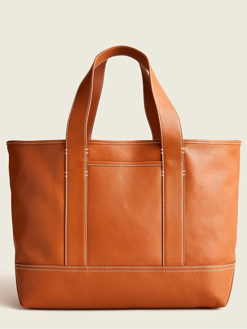 J. Crew Medium Montauk Leather Tote Bag in Rich Oak - Picture 1 of 16